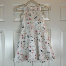 Bonnie Jean Kids White Floral Embroidered Formal Special Occasion Dress Size 5