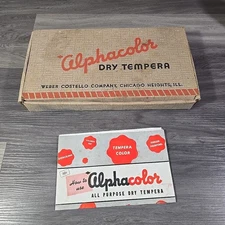 Weber Costello RARE Alphacolor Dry Tempera 21 Glass Jar Box Set Vintage 1960s