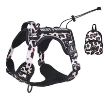 No Pull Dog Harness, Tactical Dog Vest with Dog Treat Pouch, Leopard Small