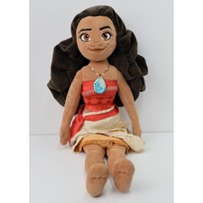 Disney Moana Plush Doll Stuffed Toy Red Top Cream Skirt Fabric Hair Kids Toy