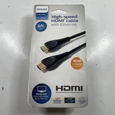 Philips 6Ft/1.8m High-Speed HDMI Cable w/Ethernet HD 1080P & 4K Ultra HD EZGrips