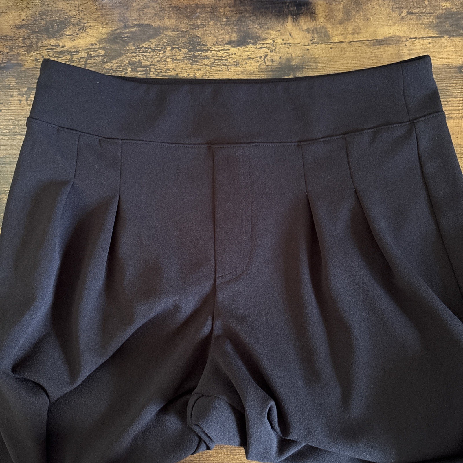 Rewash Dress Pants Womens L 9/11 Black Pleated Front High Rise Wide Flare Leg