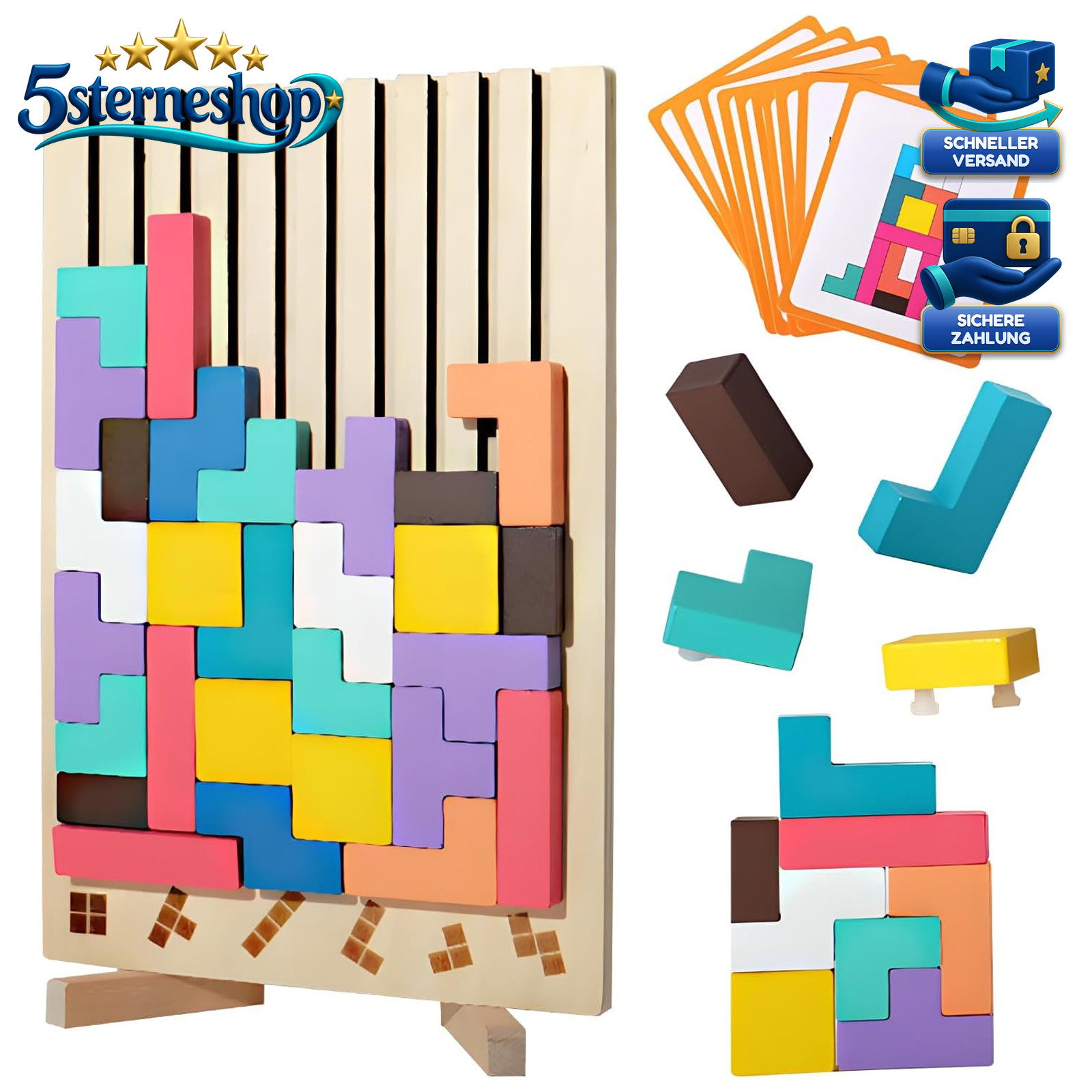 Holzpuzzle Tetris Montessori Lernspielzeug 3D Logikpuzzle ab 3 Jahren Geschenk