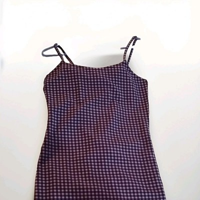 H&M Divided Purple/White Gingham Mini Dress Square Neck Strappy Sleeveless M
