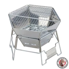 NEW Captain Stag M-6498 Hexa Stainless Steel Fire Grill (M)