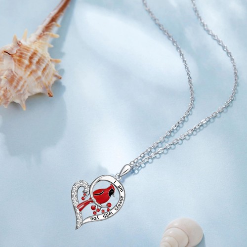 Cardinal Necklaces for Women Cardinal Gifts Red Cardinal Jewelry Heart Pendan... - Picture 3 of 6