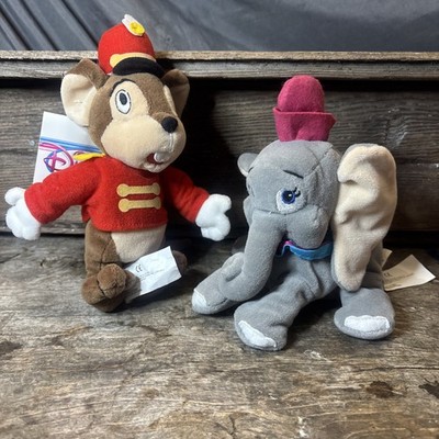 Disney Store Beanie Babies  Dumbo Lot Of 2 Timothy Mouse & Dumbo 8'' NWT