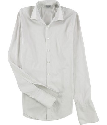 Kenneth Cole Mens Point Button Down Dress Shirt, white, 15.5 Neck