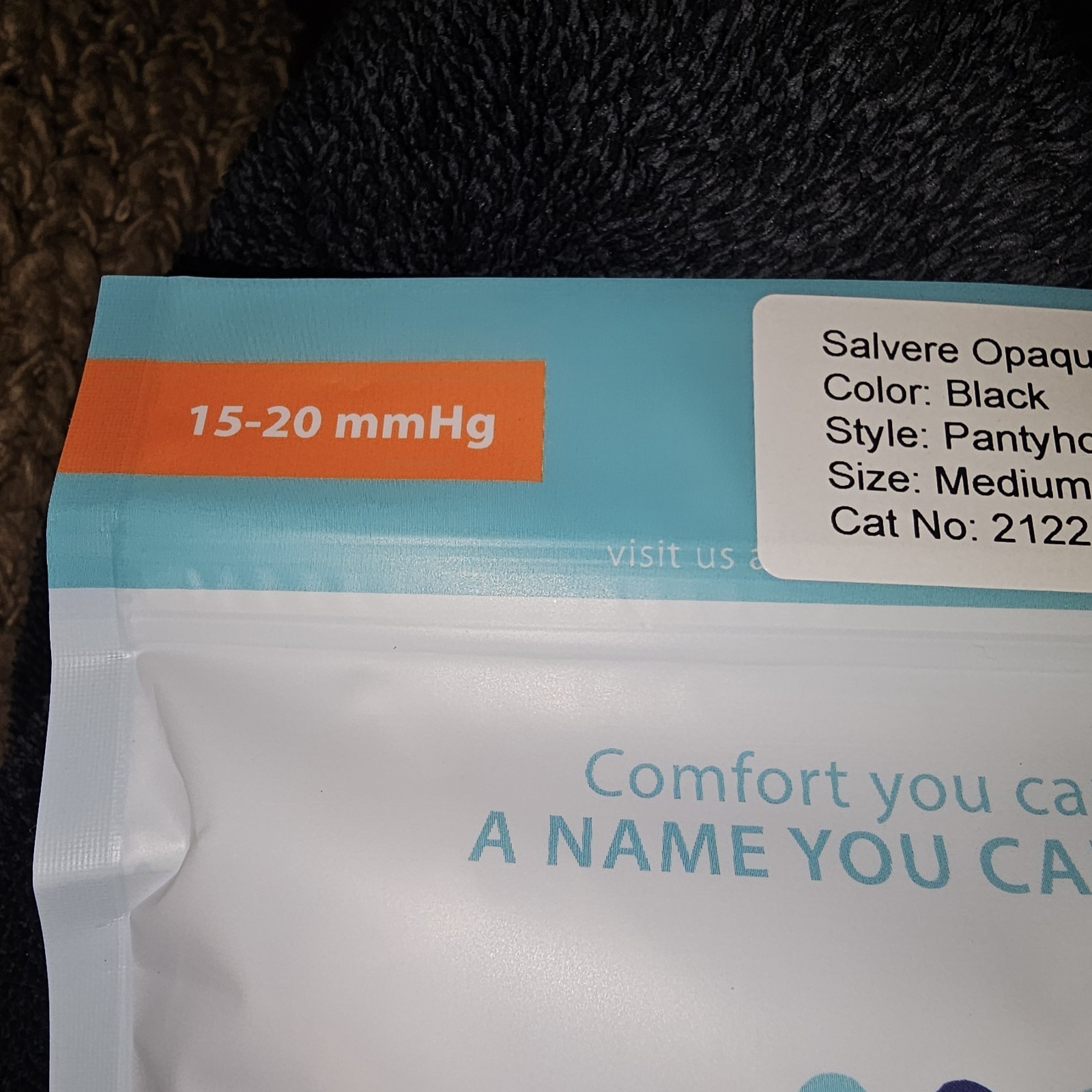 New. Salvere Medical Compression Black Opaque Womens Pantyhose/Tights. 15-20mmHg