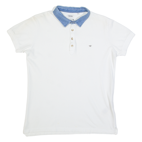DIESEL Mens Polo Shirt White L - Picture 1 of 6