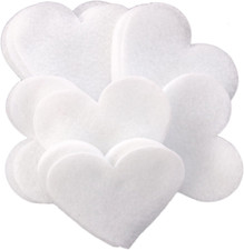 1 Inch Felt Hearts 200Pc - White