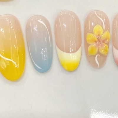 10Pcs Macaron 3D Carved Nails Fresh Sweet Removable Summer Nail Art