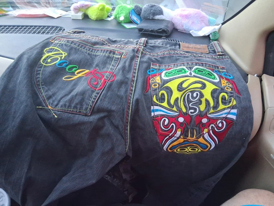 Crazy embroidered baggy coogi black jeans w-38 L-34!! Perfect condition!! - Image 2 of 4