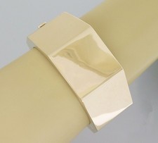 14K Yellow Gold Wide 31mm Faceted Bangle Bracelet