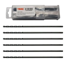 TMAX 6 PC 1/8" x 6" Premium M2 Aircraft Extension Black Oxide HSS Drill Bit