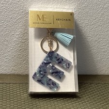 Modern Expressions Monogram E Initial Keychain Blue w/tassel -Gift Purse Decor