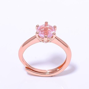 Authentic Rose Quartz Gemstone Rose Gold Plated Ring Adjst (R1)