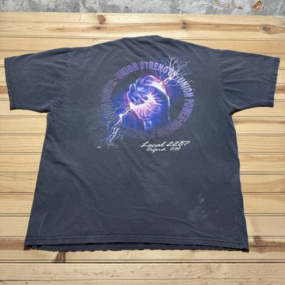 #ad Vintage 90s Y2K Union Power Strength Local 2287 Ohio Electrical Shirt Size 2XL $22.12