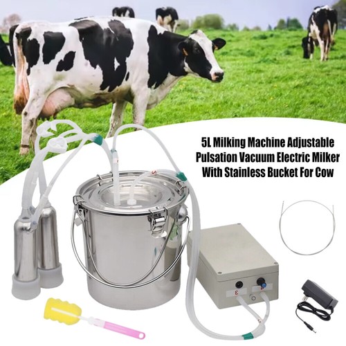 Máquina de ordeño eléctrica 5L bomba de vacío acero inoxidable vaca cabra ordeñador para patios DE - Imagen 3 de 24