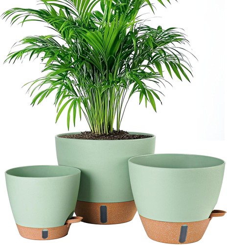 8/10/12 Inch Self Watering Pots for Indoor/Outdoor Plants - Large Plastic
