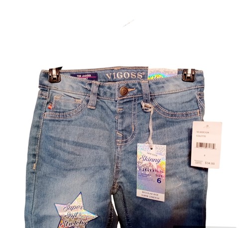 Justice Vigoss Colette Skinny Jeans Set 6 Girls Unicorn Face Graphics Knees - Picture 6 of 9