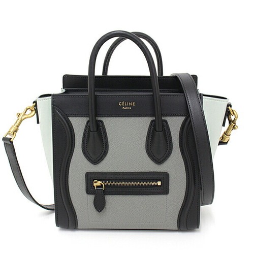 CELINE Luggage Nano Shopper Black Green 