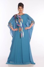 Sky blue georgette embroidered zari work islamic caftan