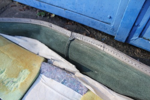 GENUINE MERCEDES-BENZ MB W124 REAR SEAT CUSHION COVERING LEATHER DARK GREEN OEM - Picture 10 of 12