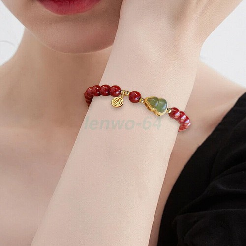 New Arrivals Jade Gourd Pendant Bracelet Lucky Beads Bracelet Wristband Bangle - Picture 3 of 11