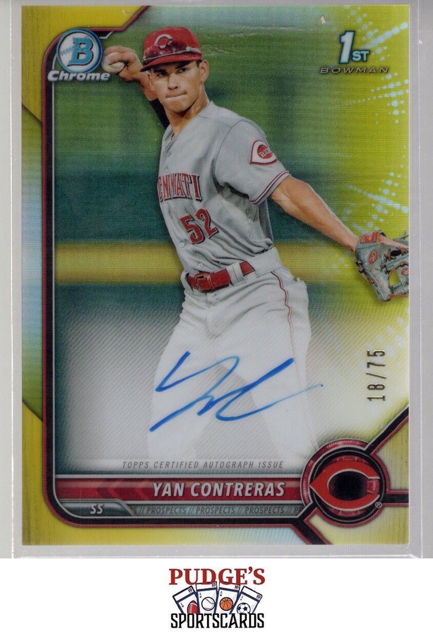 Yan Contreras 2022 Bowman Chrome Auto Yellow Refractor #CPA-YC #/75 - K474