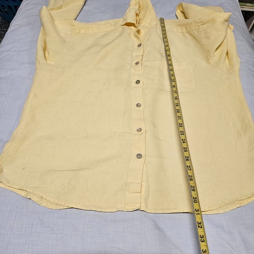 Camicia blusa donna Bryn Walker con bottoni taglia 2X lino giallo - Foto 8 di 14