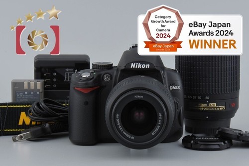 "Shutter count 478" Nikon D5000 12.3 MP DSLR Camera 18-55 55-200 VR Lenses