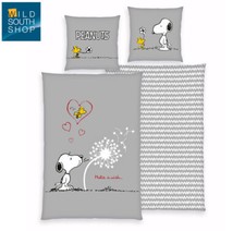 Peanuts Snoopy Bettwäsche 80x80 + 135x200cm, 100% Baumwolle, Renforcé mit RV