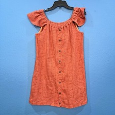 Madewell Texture And Threads Off-The-Shoulder Short Shift Dress Women Med Orange
