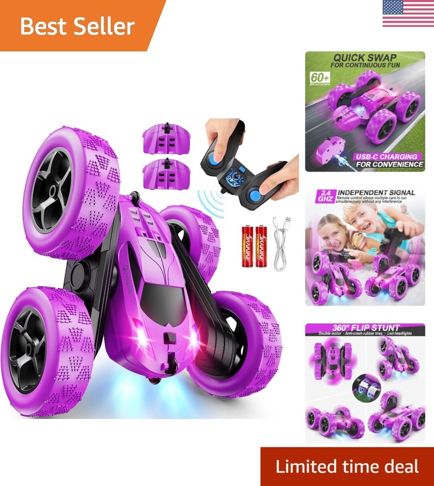 RC Cars, Purple Remote Control Car for Girls, 2.4 GHZ Double Sided RC Stunt C...