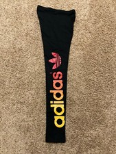 XS Womens Adidas Originals Country Trefoil Logo Black Sunset Leggings F78276