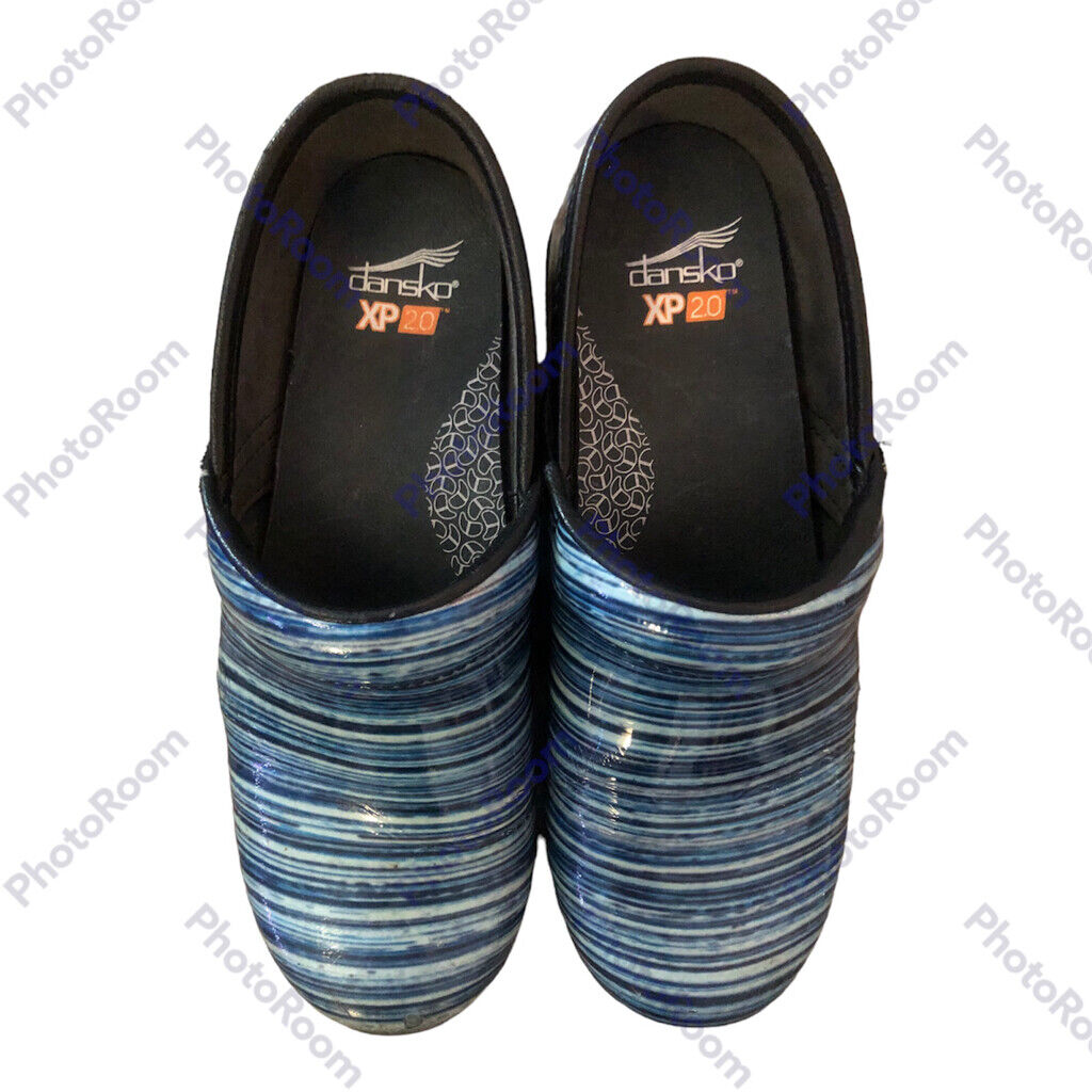 Dansko Blue Striated Work Shoes Clogs Size 39/7 - image 1