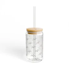 Charming Sipper Glass, 16oz with Eco-Friendly Bamboo Lid, Perfect for Home,