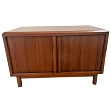  Mid Century Modern Magazine Record Cabinet coffee table push double doors, 