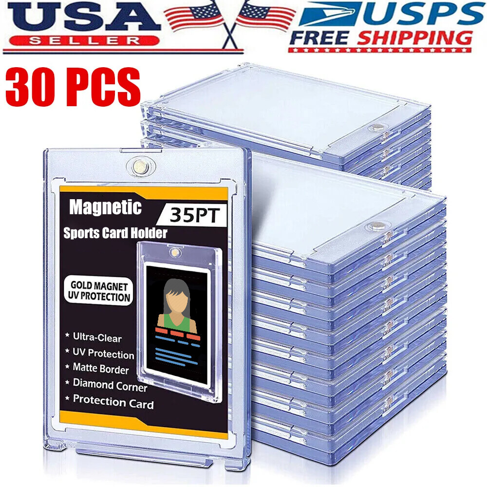 25/30 PACK Magnetic Trading Sports Card Holders 35pt One-Touch UV