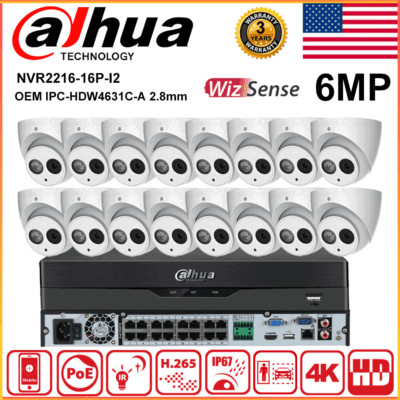 Dahua 12MP 16CH CCTV System 16 PoE NVR OEM 6MP Security IP Camera IR30 Mic Lot