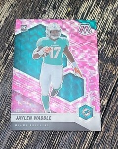 2021 Mosaic Football Jaylen Waddle RC Pink Camo Dolphins 308