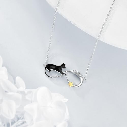 Collar colgante de plata de ley 925 para gato joyería regalo para mujer niña - Imagen 2 de 5