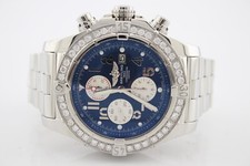 Breitling Super Avenger Blue Dial Diamond Encrusted Steel 48mm Watch A13370 2