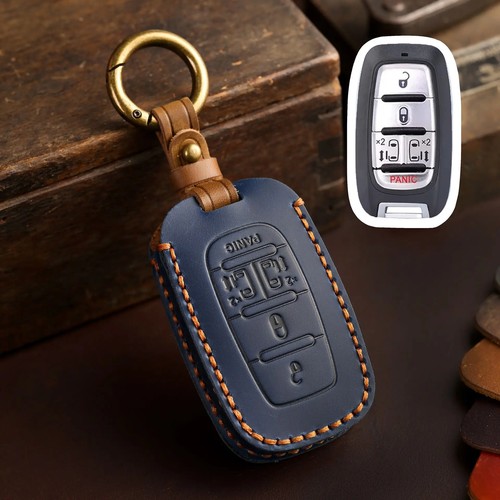 Leather Car Key Cover Case for Chrysler PACIFICA Mini Van 2017-19 Keyring Shell - Picture 6 of 10