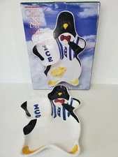 🐧1997 Boston Warehouse Chips And Dip Party Penguin- 16 1/2" Long-Earthware