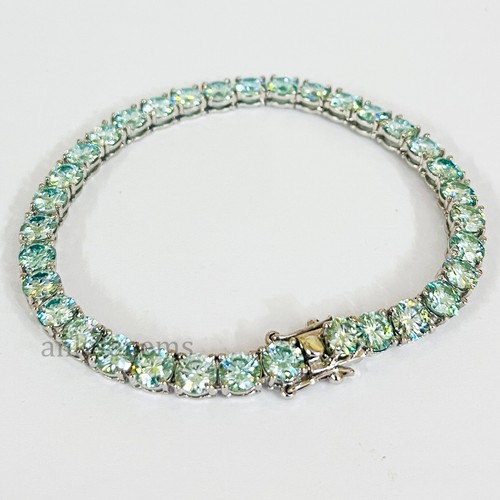 Azul Creado en Laboratorio Diamante Tenis Pulsera 6mm VVS1 Certificado Unisex