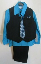 4pc Shannon's Kids Toddler Boy Formal 2t black Suit w/ Satin clipon Necktie j70