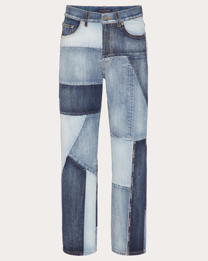 ■【B-27】VALENTINO ダメージジーンズ／MJ220927008 VALENTINO Logo-Print Patchwork Jeans Denim Trousers 31