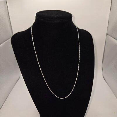 1mm Singapore Women's Chain Necklace Made in Italy Sterl. Silver Dainty 17'' NEW